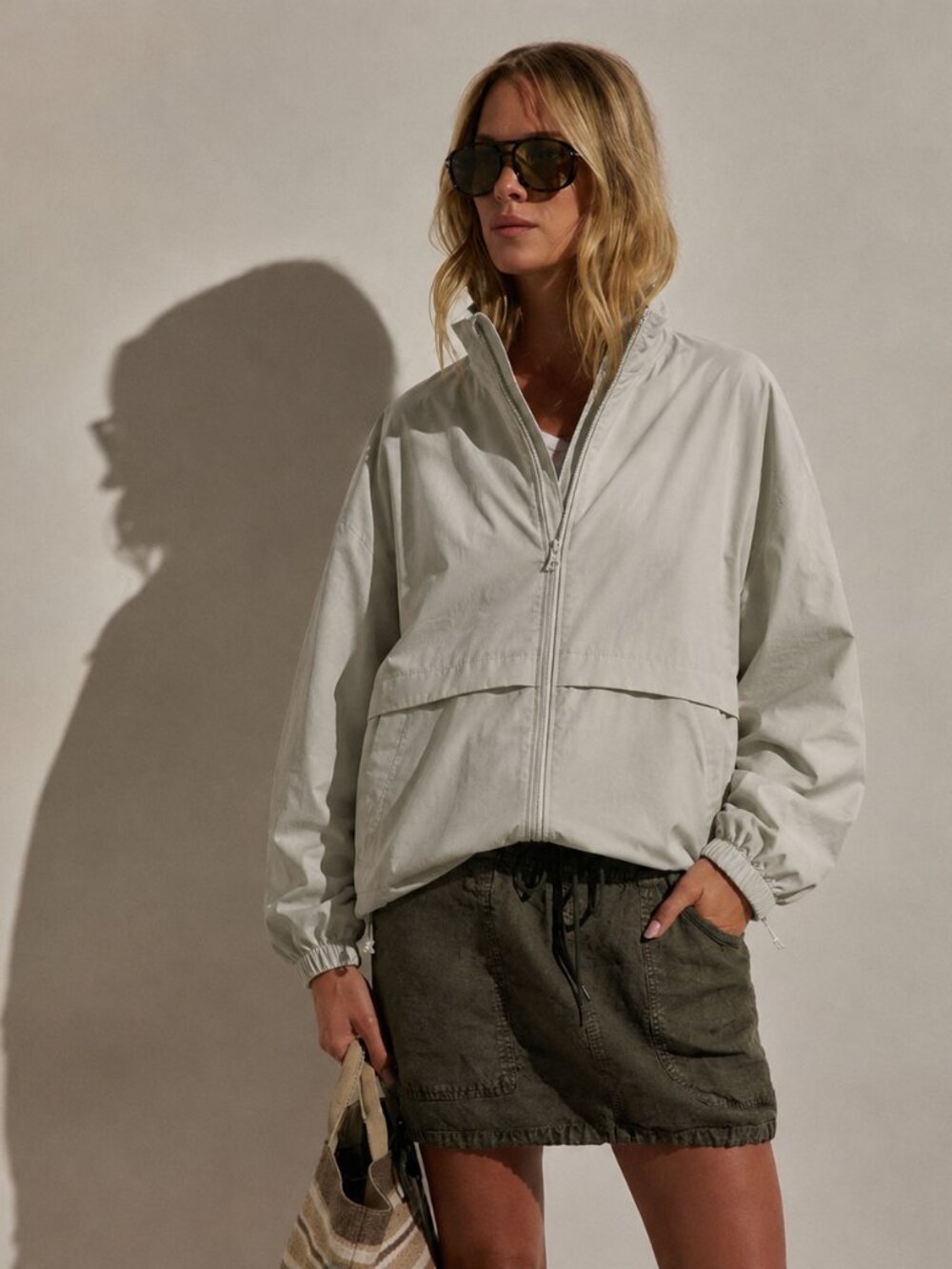 Funnel Neck Drawstring Jacket Windbreaker - Picture 5 of 5